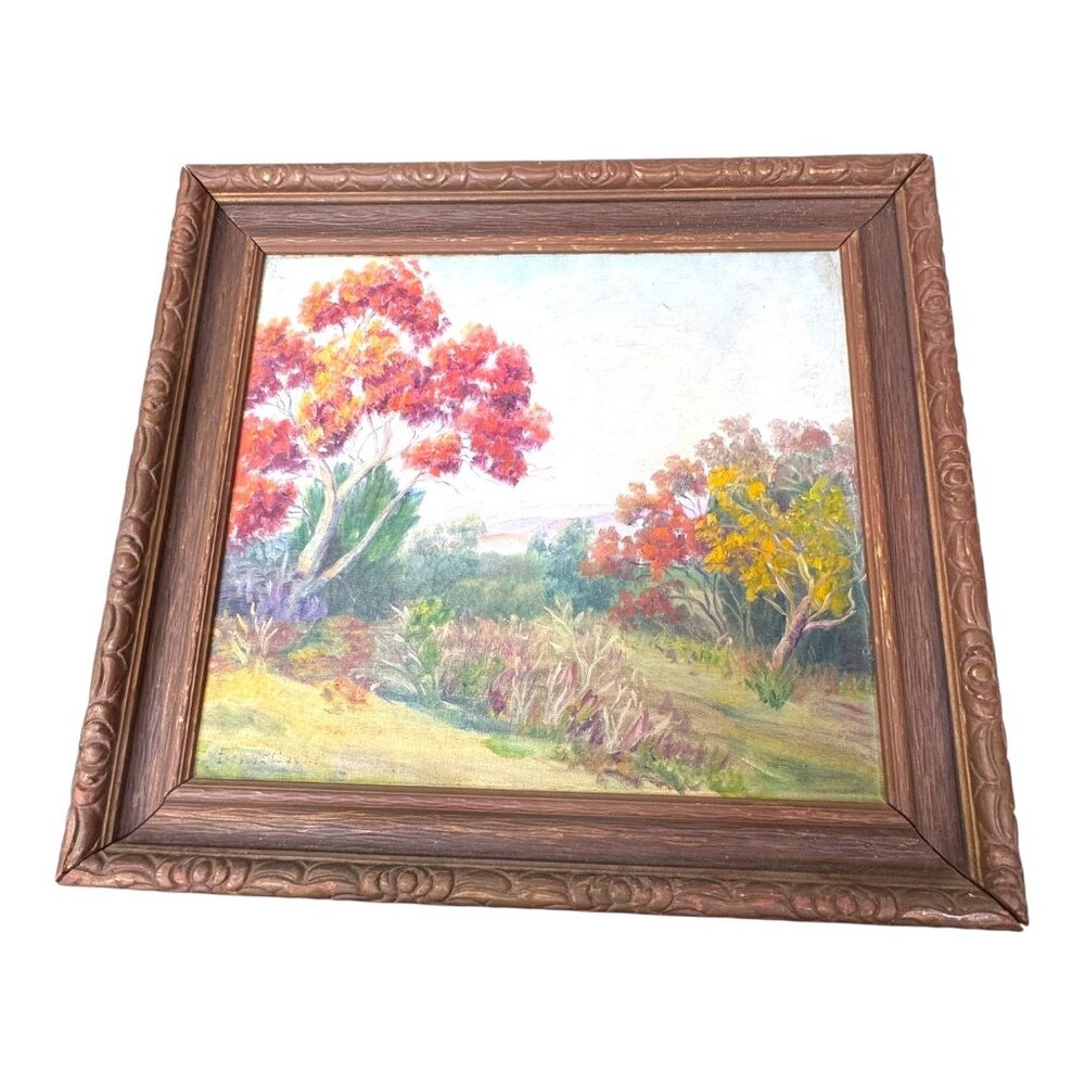 Autumn Fall Leaves Landscape Oil Painting Bessie Cooke Original Framed Artwork - Picture 1 of 9